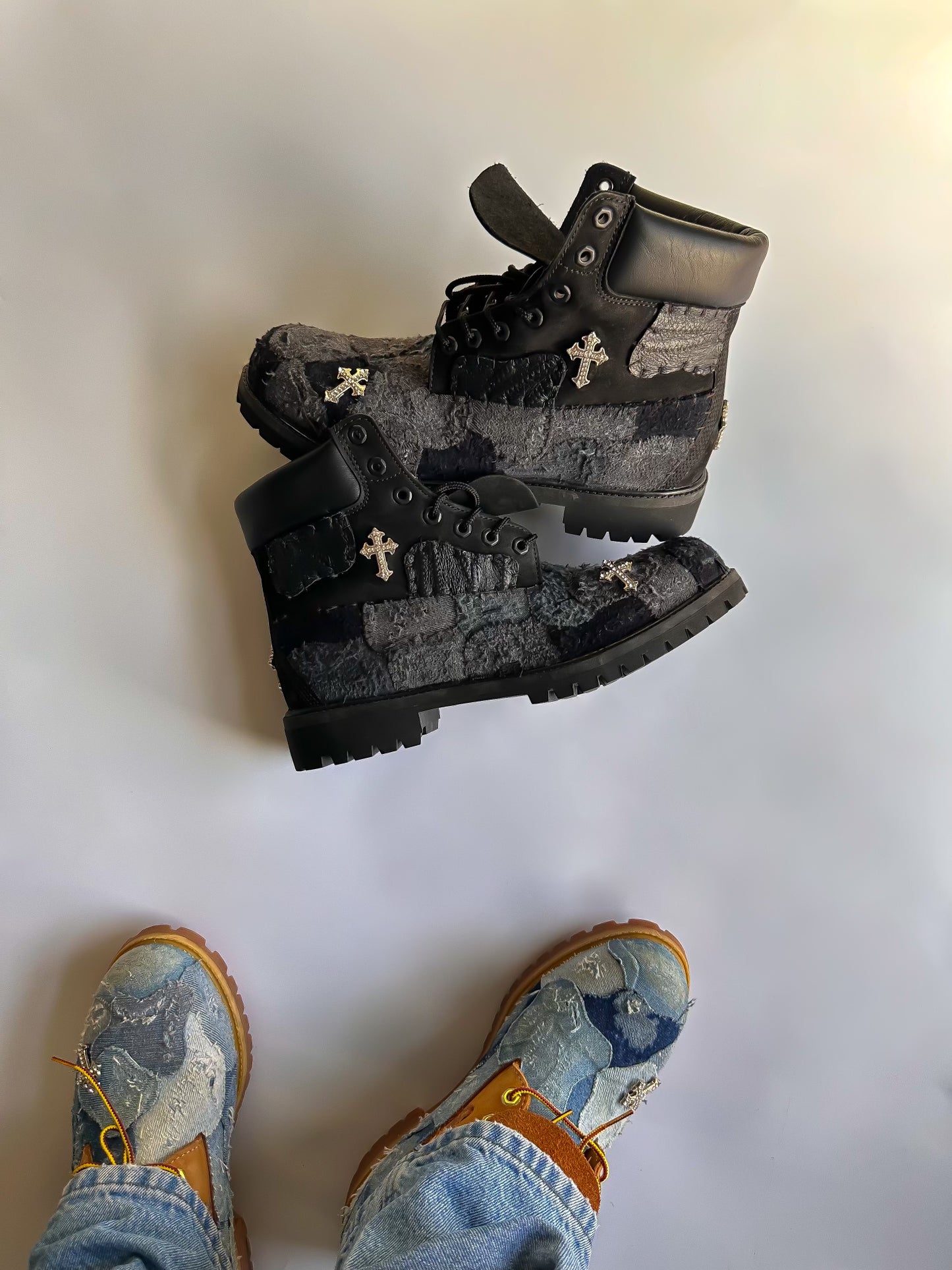 Black Distressed Nappy Denim
