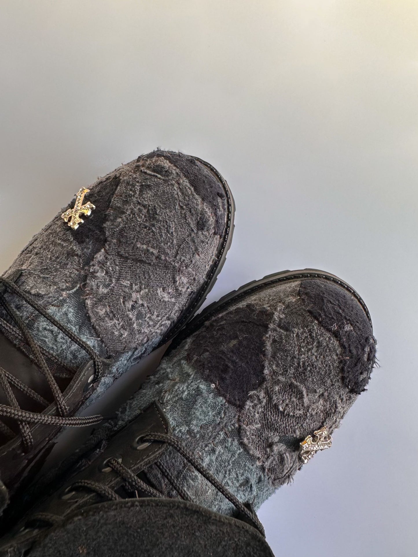Black Distressed Nappy Denim