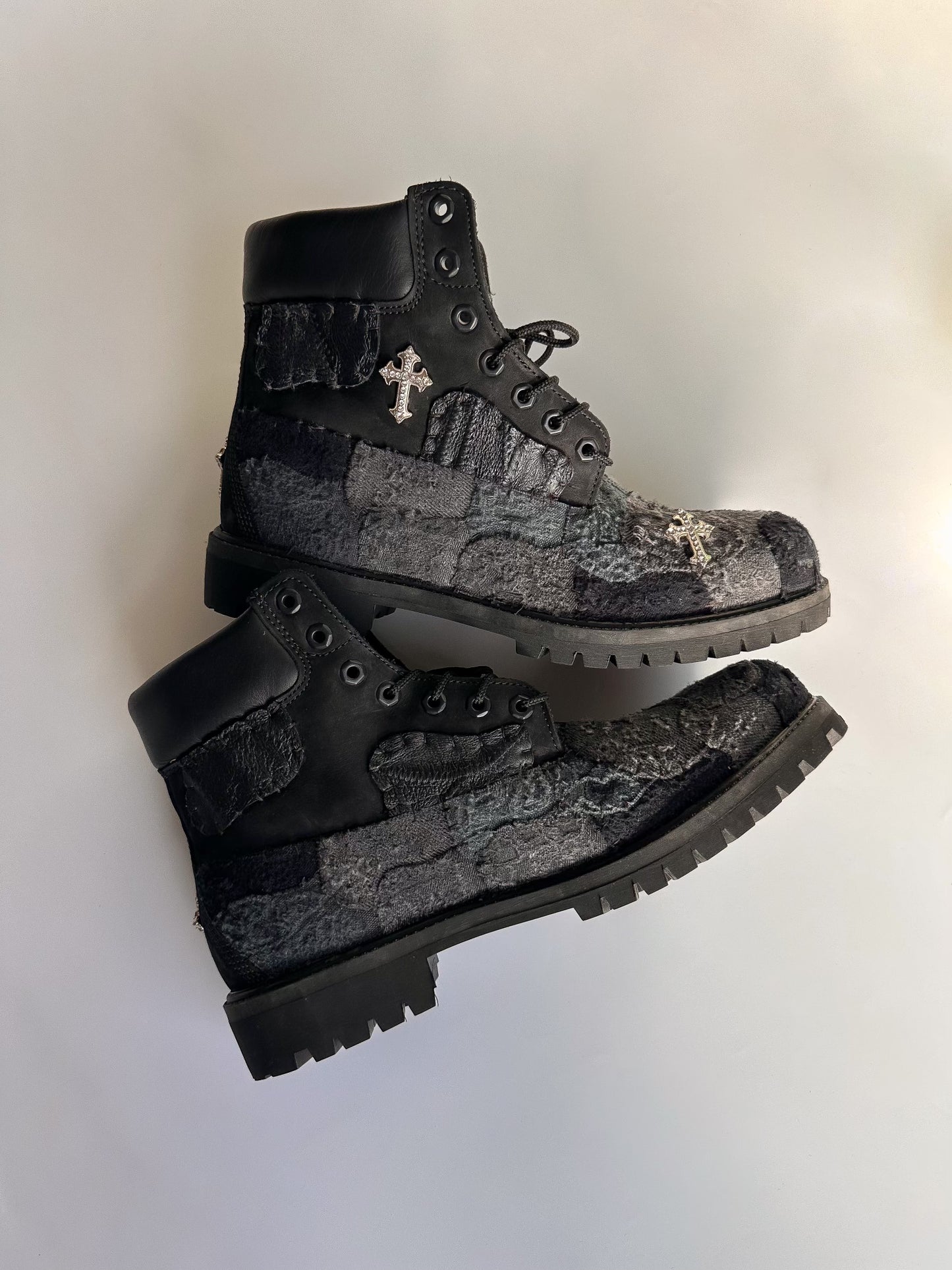 Black Distressed Nappy Denim