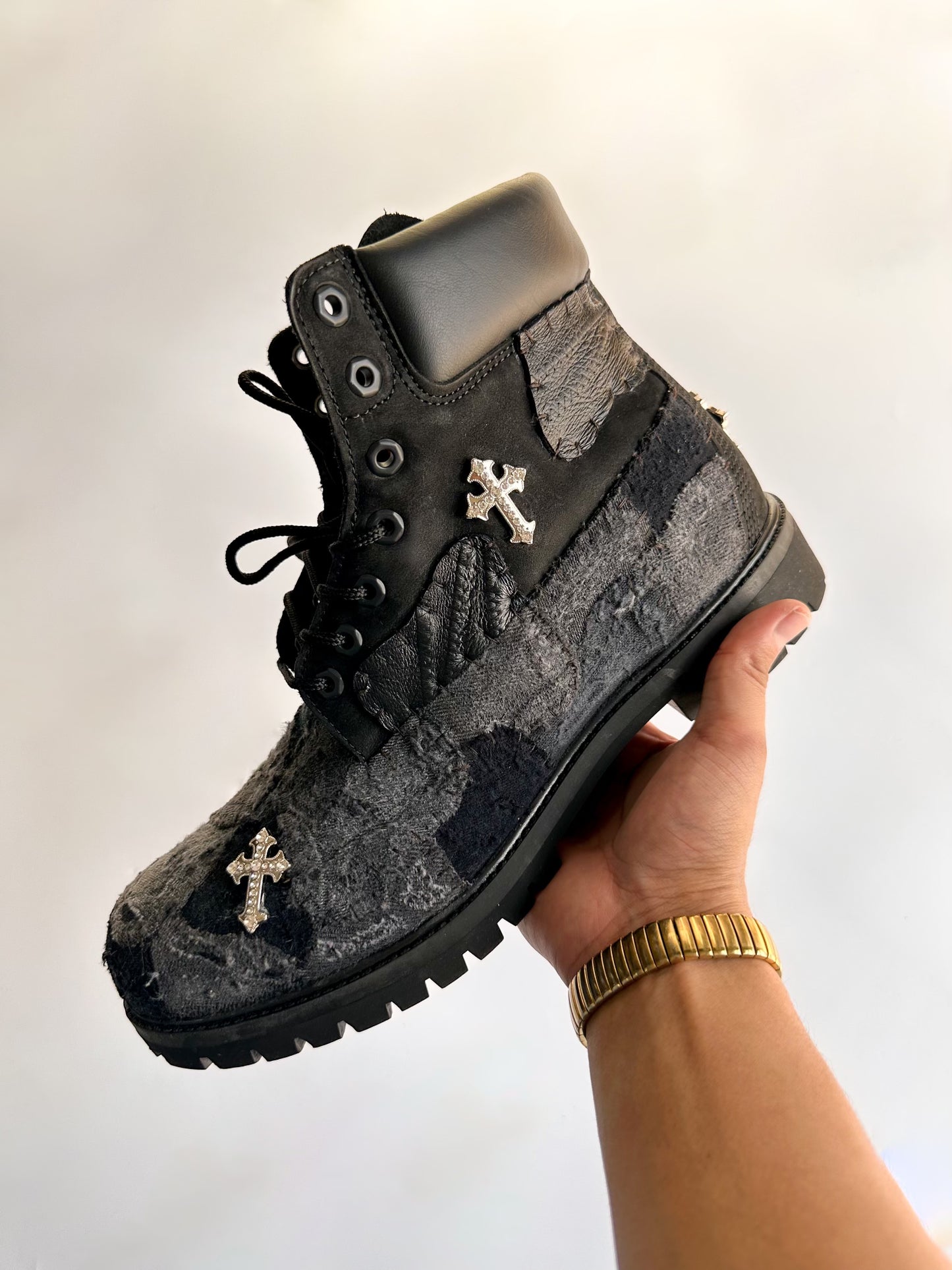 Black Distressed Nappy Denim