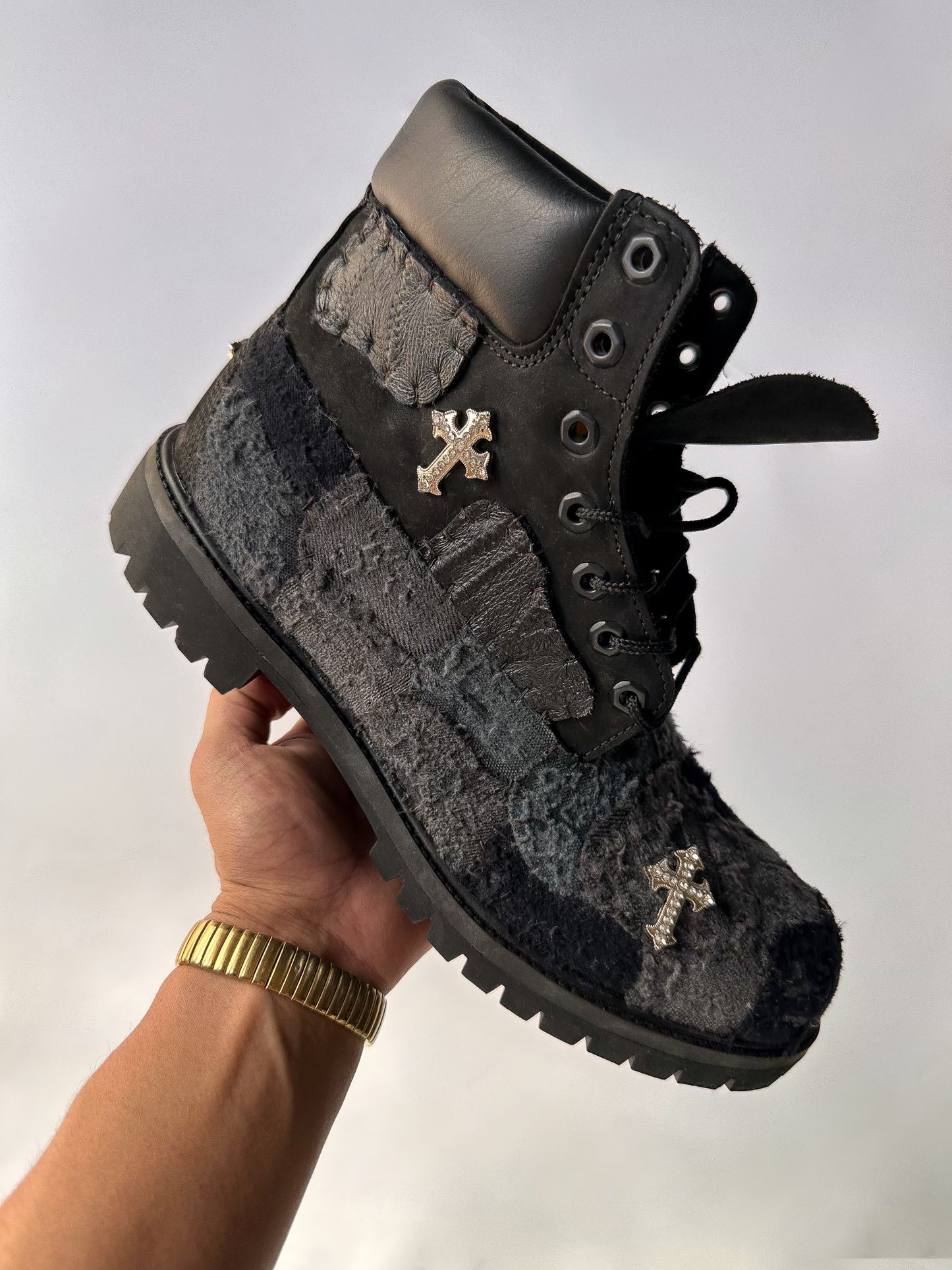 Black Distressed Nappy Denim