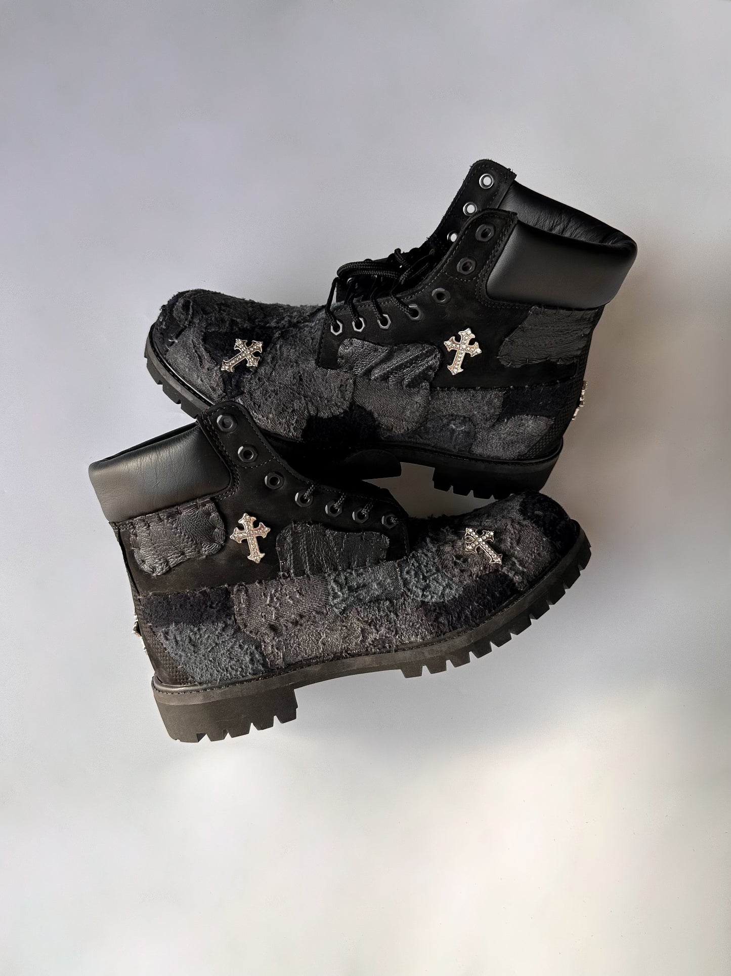 Black Distressed Nappy Denim