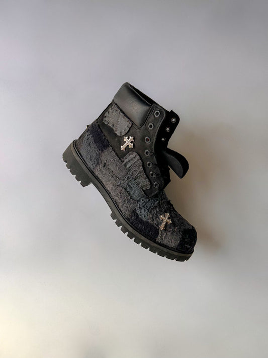 Black Distressed Nappy Denim