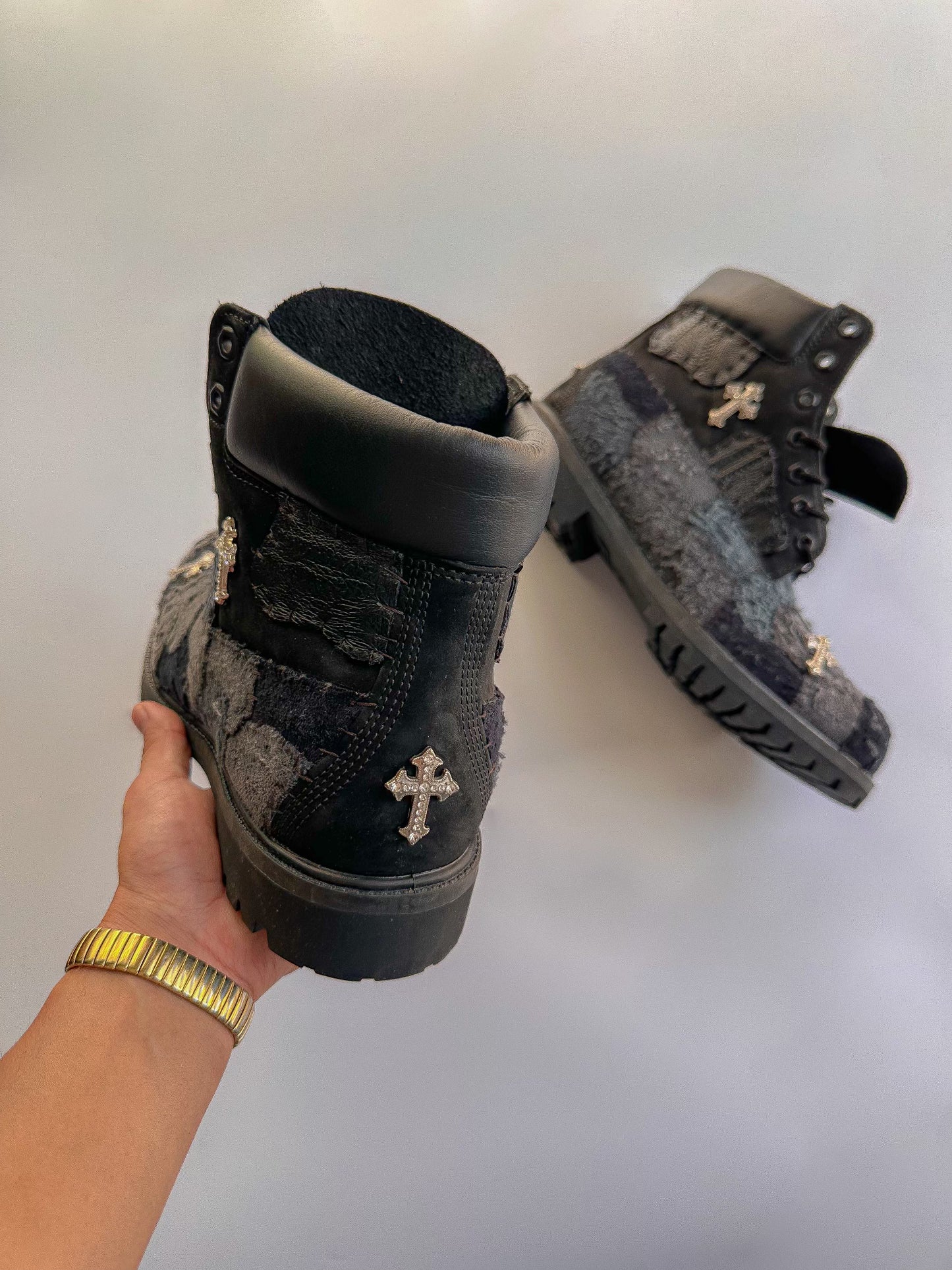 Black Distressed Nappy Denim