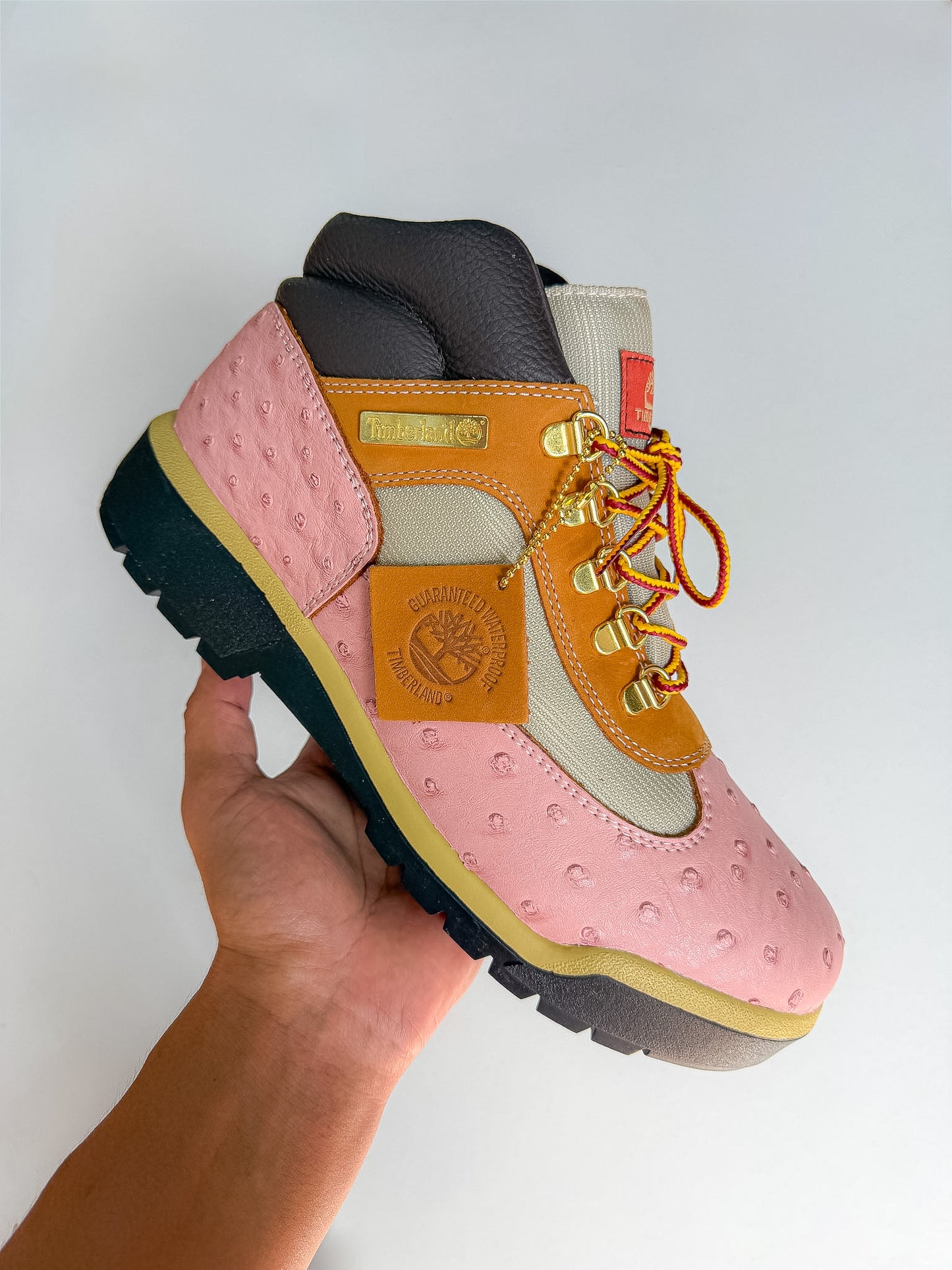 "Pink Ostrich" Field Boots